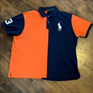 Polo by Ralph Lauren Men's Bold Navy and Orange Polo Shirt
